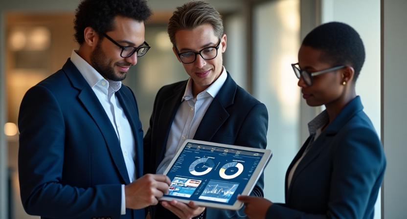 Financial experts analyzing strategic growth charts